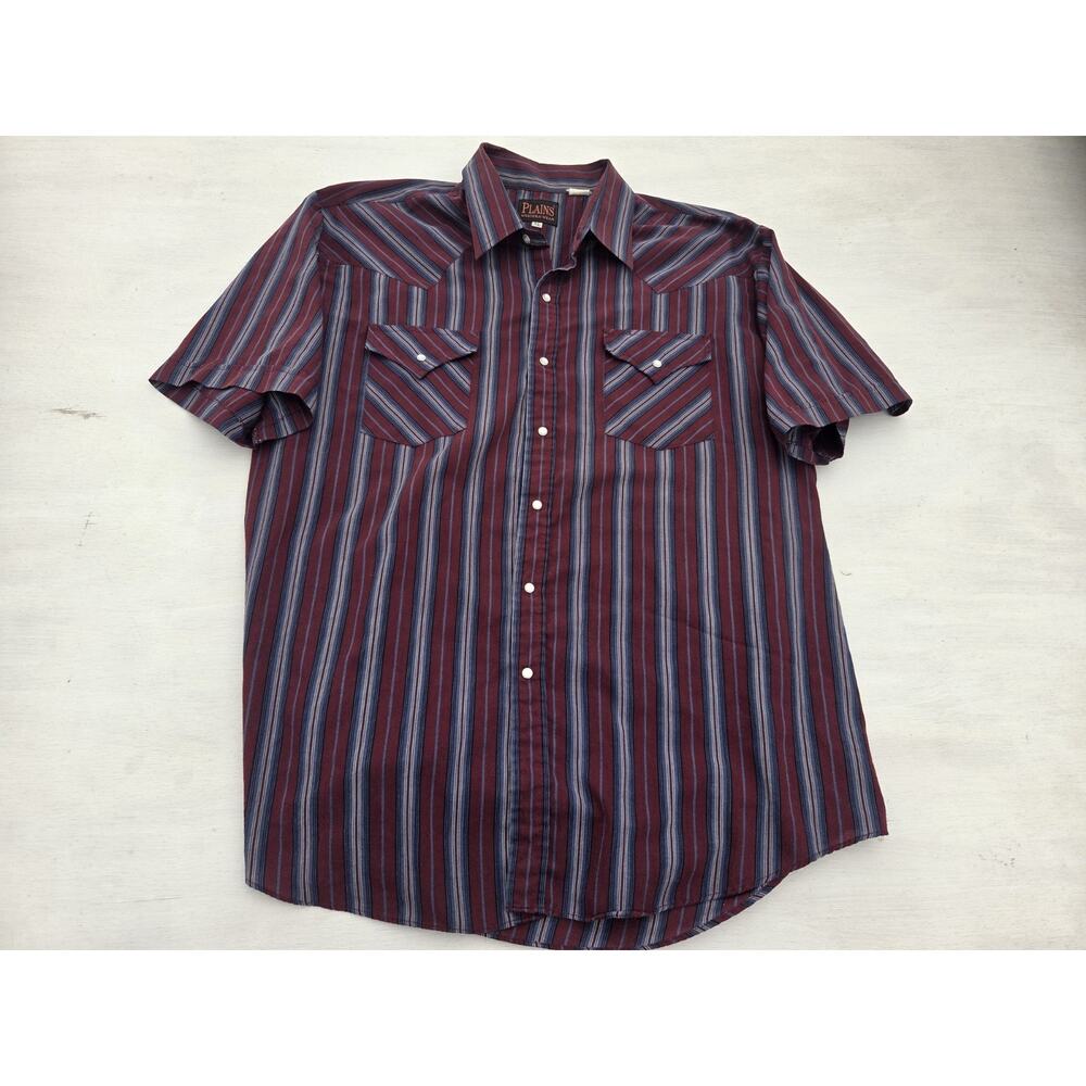 Vintage Plains Western Wear Shirt Men XL Pearl Snap Button Cowboy Ranch Rodeo